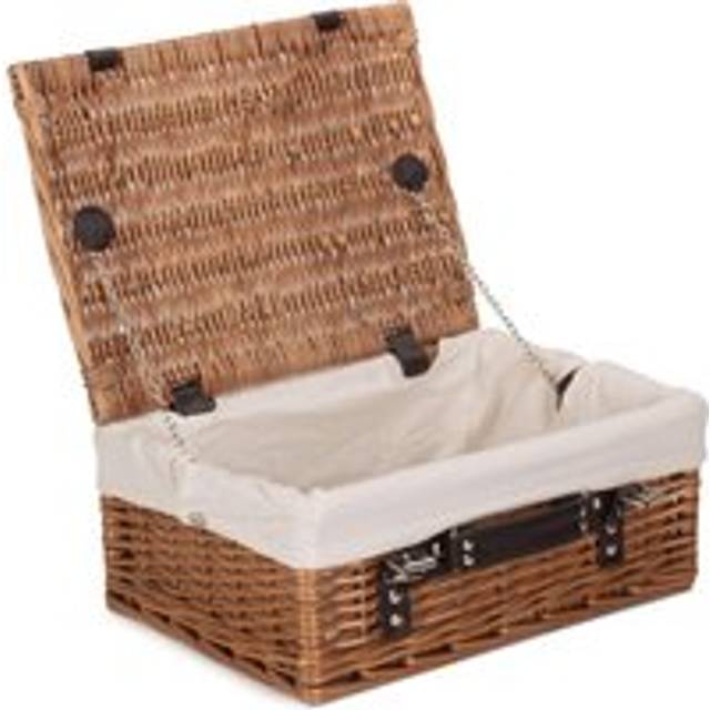 Double Steamed Wicker Picnic Basket - White Lining