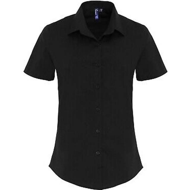 (3XL, Black) Premier Womens/Ladies Stretch Short-Sleeved Formal Shirt