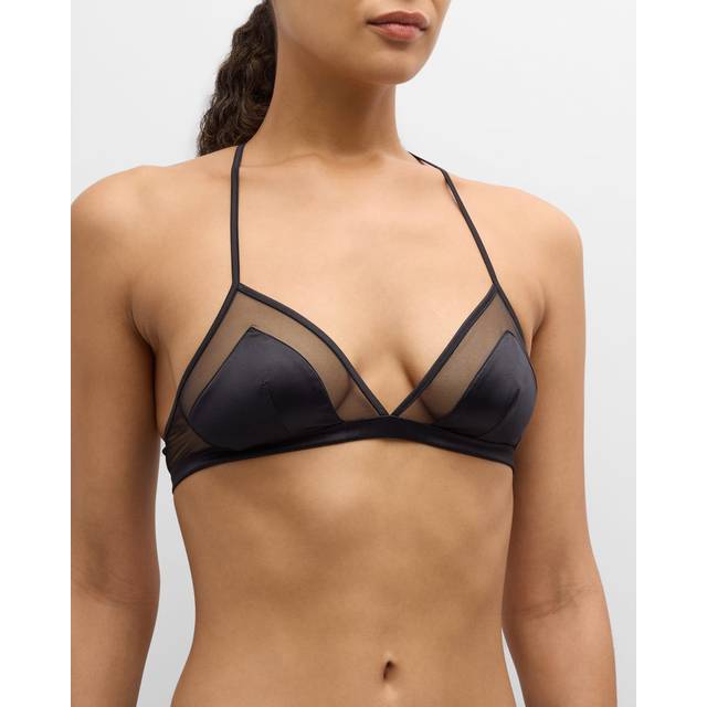 Dolce & Gabbana, Topp, Dam, M, Svart Panelerad Tyl Satin-BH - black (M)