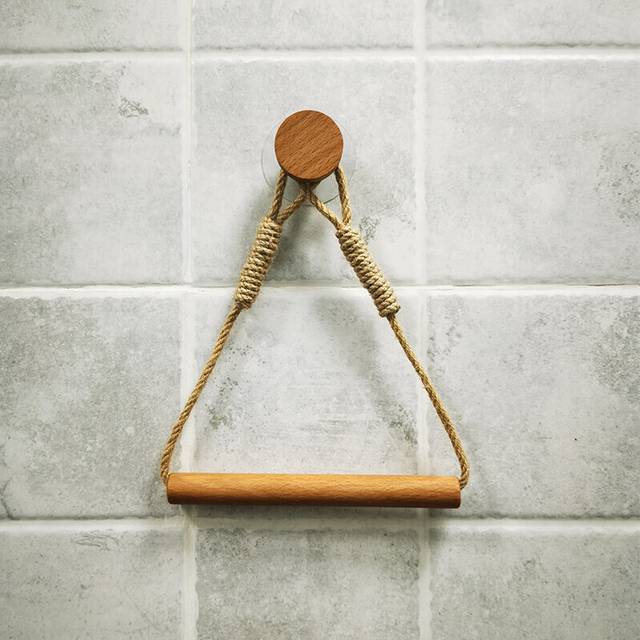 (a-Hemp color-C) Toilet paper holder bathroom accessories Kitchen  Wooden Pure Copper Wall Paper Roll Holder Nordic Perforated Napkin Holder