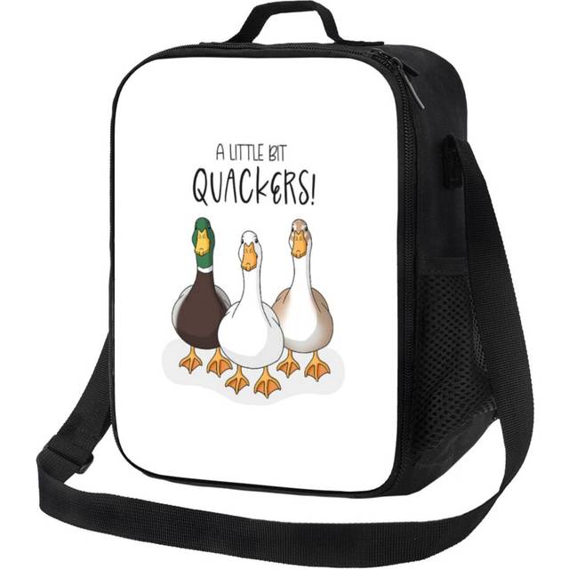 Kids Lunch Bag A Little Bit Quackers! - Black Text Insulated Tote Box for Girls Boys Back to School
