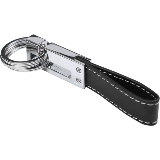 Genuine Leather Belt 3 Loop Strap Quick Release keyring Keychain Key Fob ring Black + Silver