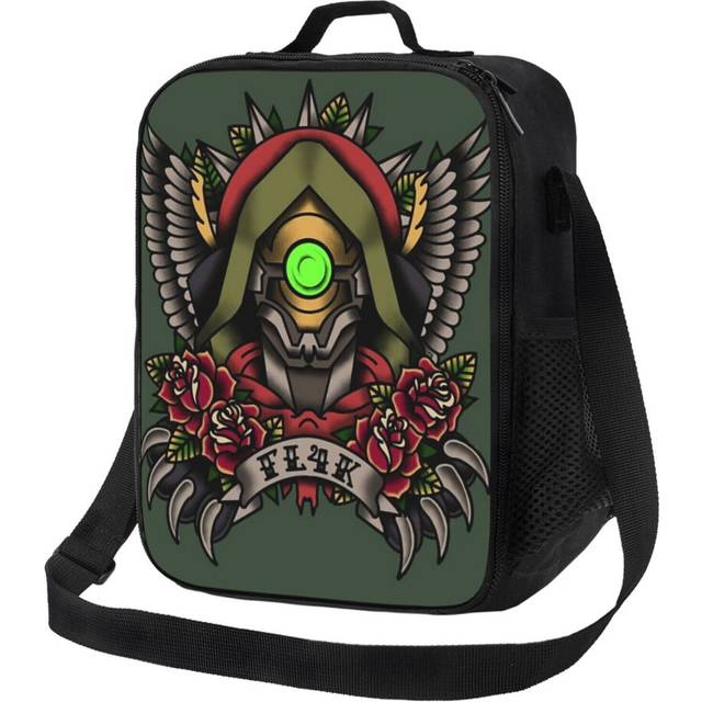 Kids Lunch Bag 1920s Tattoo Style Fl4k Portrait Insulated Tote Box for Girls Boys Back to School