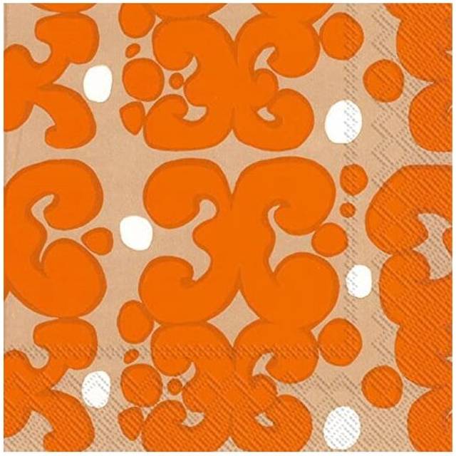 IHR Orange Pattern Natural Print Cocktail Paper Napkins 20 Disposable 3-Ply