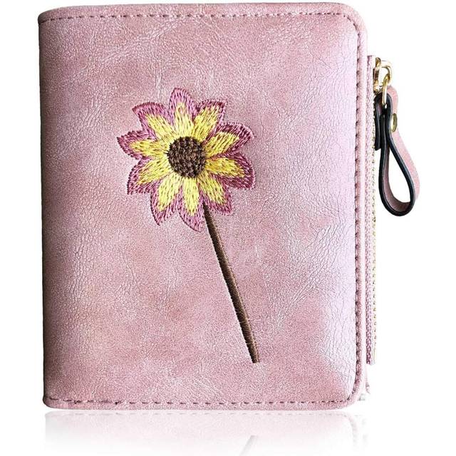 Girls Wallet Small Bifold Womens Wallets Rfid,Compact Female Cute Mini Zipper Coin Card Purse for Teen Girl Kids (Pink)
