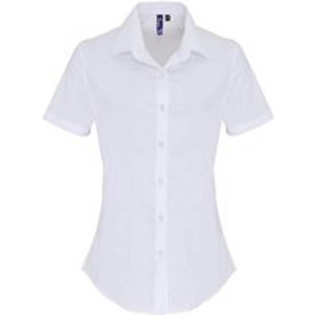 (L, White) Premier Womens/Ladies Stretch Short-Sleeved Formal Shirt
