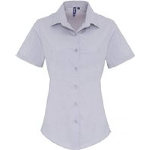 (L, Silver) Premier Womens/Ladies Stretch Short-Sleeved Formal Shirt
