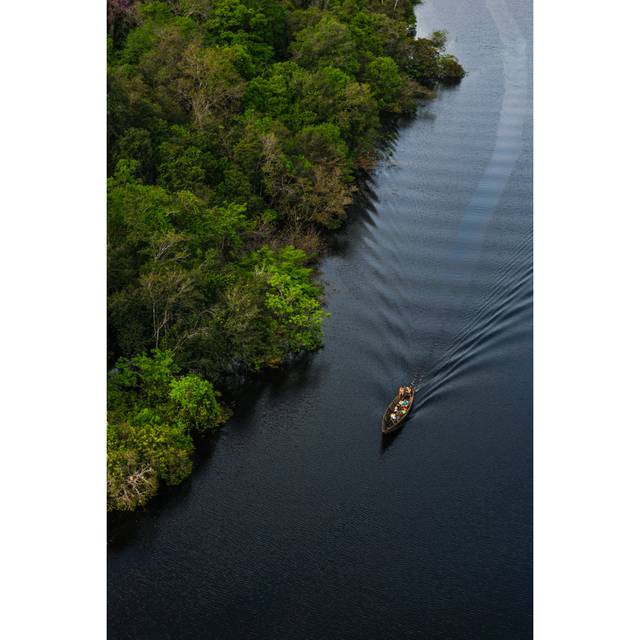 Melony Aerial View Of A Canoe Over The River - Print (91cm H x 61cm W x 3.8cm D)