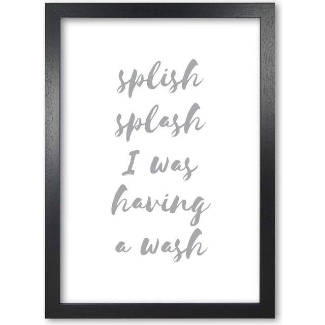 Bathroom 'Splish Splash' Textual Art - Black Grain Frame (85 cm H x 60 cm W x 5 cm D)
