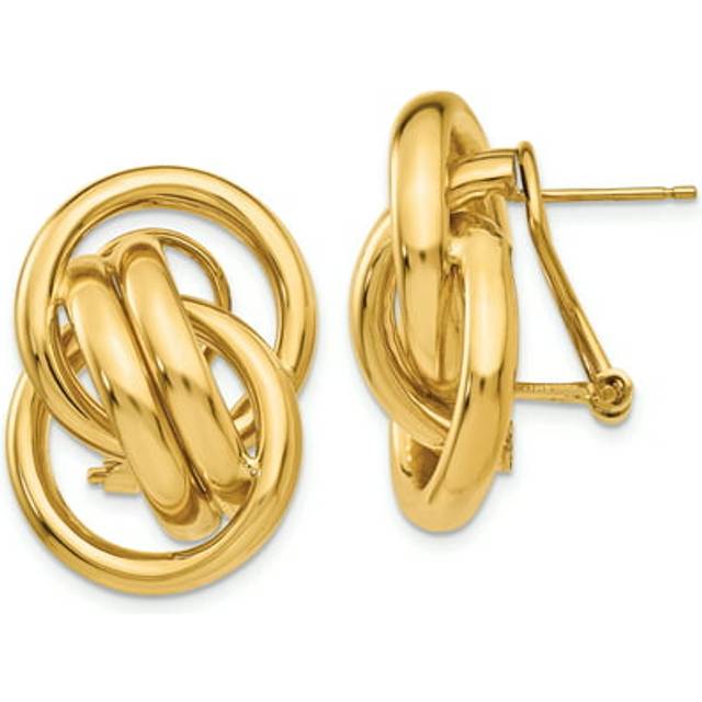 14K Yellow Gold Polished Fancy Omega Back Post Earrings