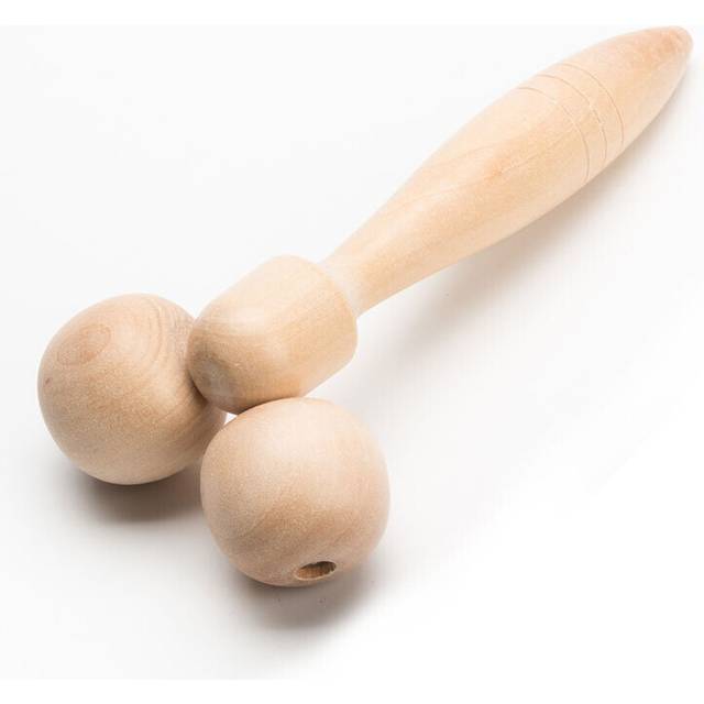 (a-Beige) BYEPAIN Wooden Eye Face Roller Health Care Massager Primary Wood Color Relaxing Neck Chin Slimming Face-lift Massage Tool