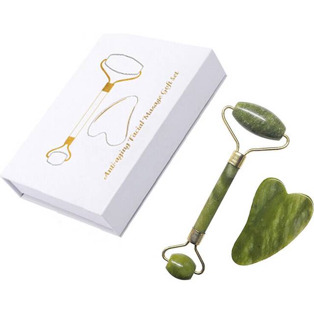 (a-Type F ( With box)) The Best Gift 3 in 1 Jade Roller Facial Massager Gouache Scraper Rose Quartz Guasha Board Face Lifting Relax Beauty Set With Bo