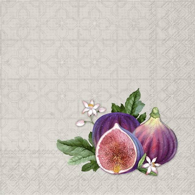 IHR Figs Grey Patterned Print Cocktail Paper Napkins 20 Disposable 3-Ply