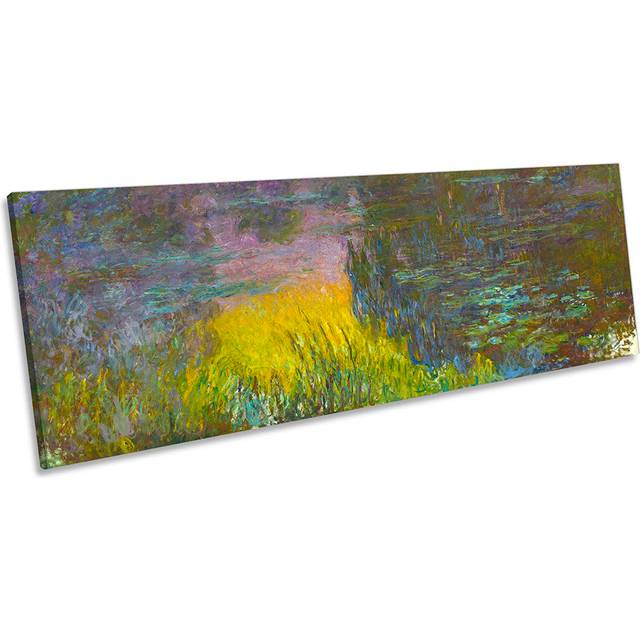 Claude Monet The Water Lilies Setting Sun PANORAMA CANVAS WALL ART Print (30.48cm H x 91.44cm W)