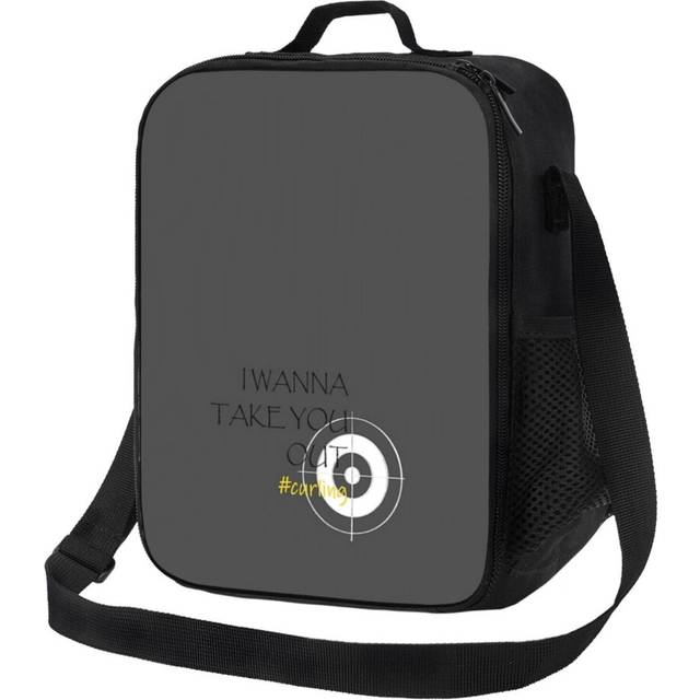 Kids Lunch Bag Curling Pick-Up Line - I Wanna Take You Out - Dark Grey Insulated Tote Box for Girls Boys Back to School