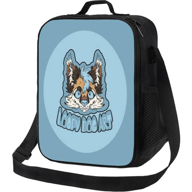 Kids Lunch Bag Loopy Dog Art Fennec Fox Insulated Tote Box for Girls Boys Back to School