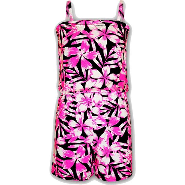 (13 Years, Midi Dress) Girls Neon Pink Floral Print Dresses 7-13 Yr