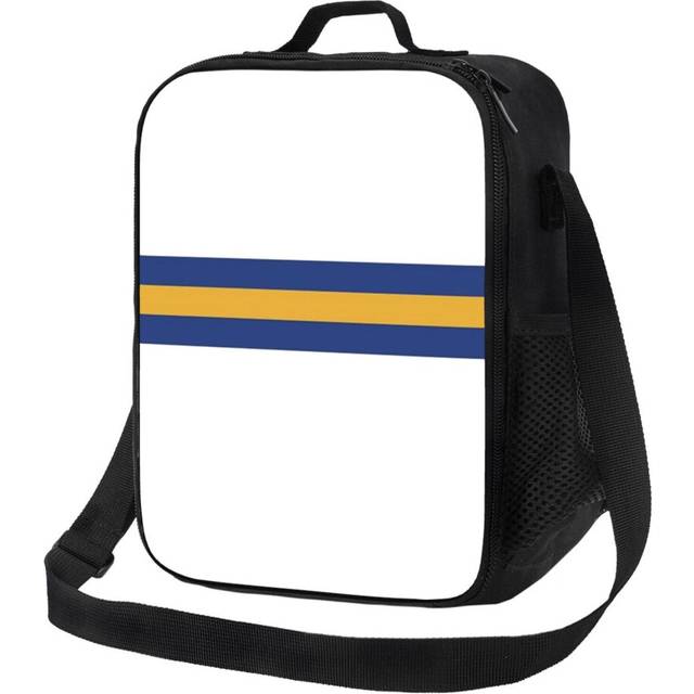 Lunch Bag Leeds United Retro 1994 Home Jersey White Yellow Blue Bar Design Tote Insulated Cooler Kids School Travel