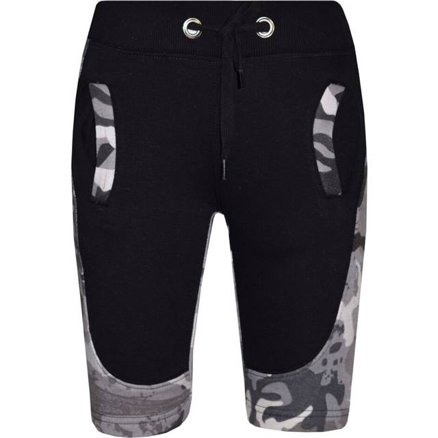(5-6 Years, Charcoal) Girls Boys Fleece Camo Panel Chino Knee Length Short