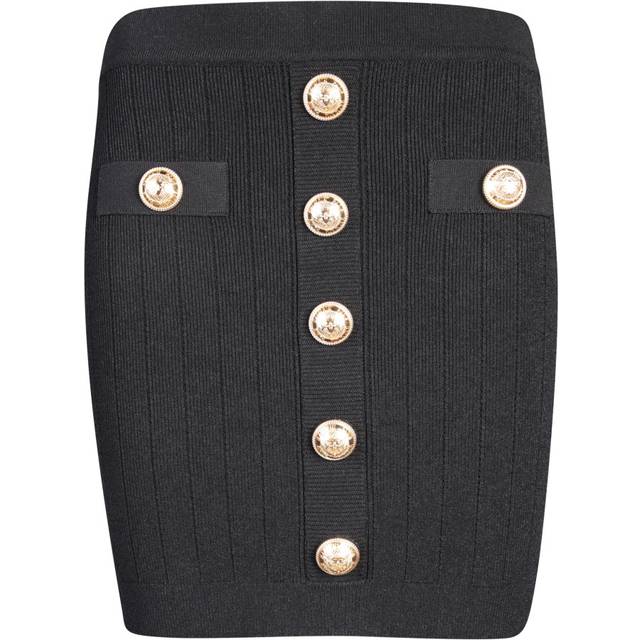 Balmain, Kjol, Dam, S, Stickad kjol - black (S)