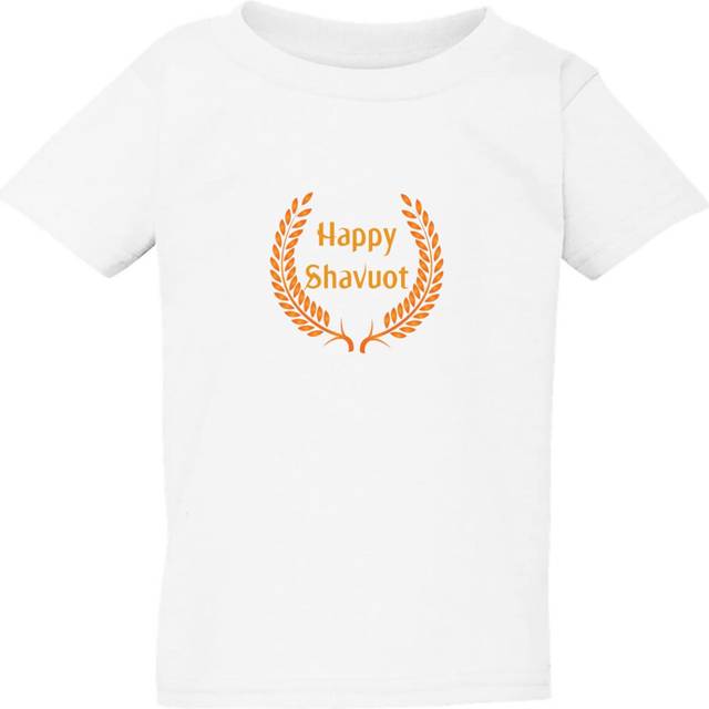 (Medium / 3T / 2-3 YO) Traditional Jewish Happy Shavuot Festival Kids Boys Girls T Shirt Tee Top White