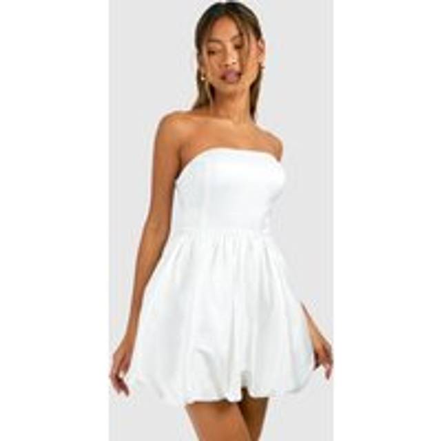Womens Bandeau Volume Mini Dress - White - 8, White
