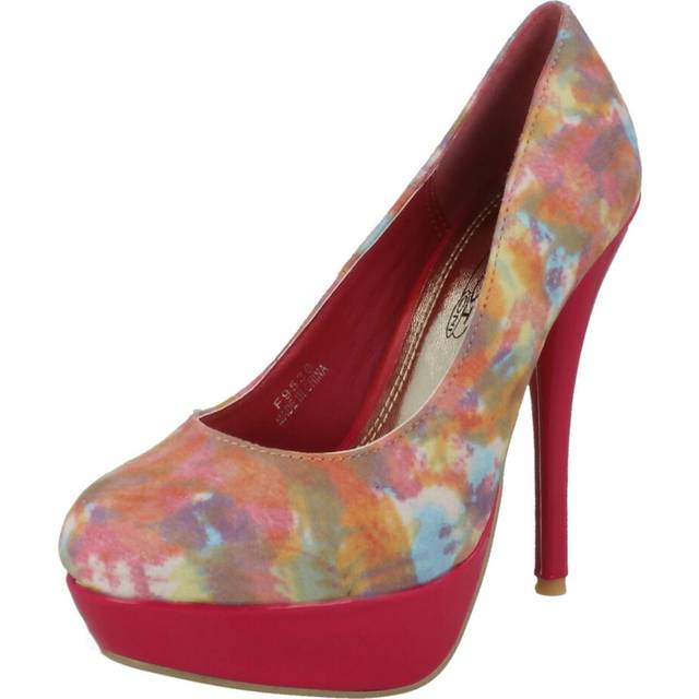 (UK 4, Pink) Ladies Spot On Heeled Platform Court Shoe