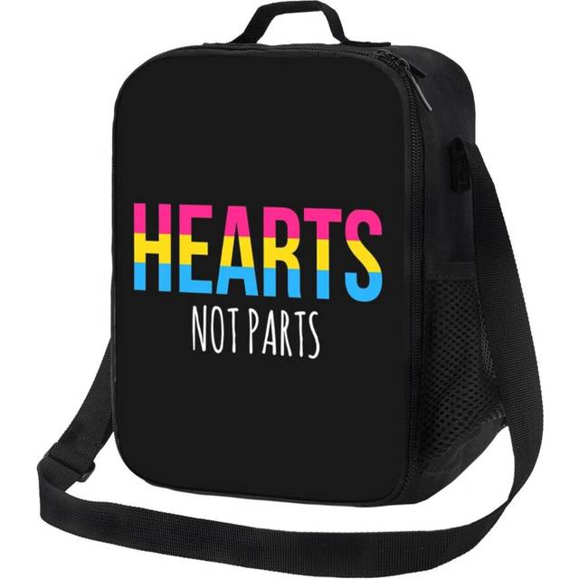 Kids Lunch Bag Hearts Not Parts Pansexuality Pan Pride Insulated Tote Box for Girls Boys Back to School