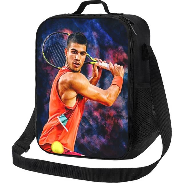 Kids Lunch Bag Carlos Alcaraz Of Spain Plays Slice At Rio De Janeiro 2022. Digital Artwork Wall Insulated Tote Box for Girls Boys Back to School