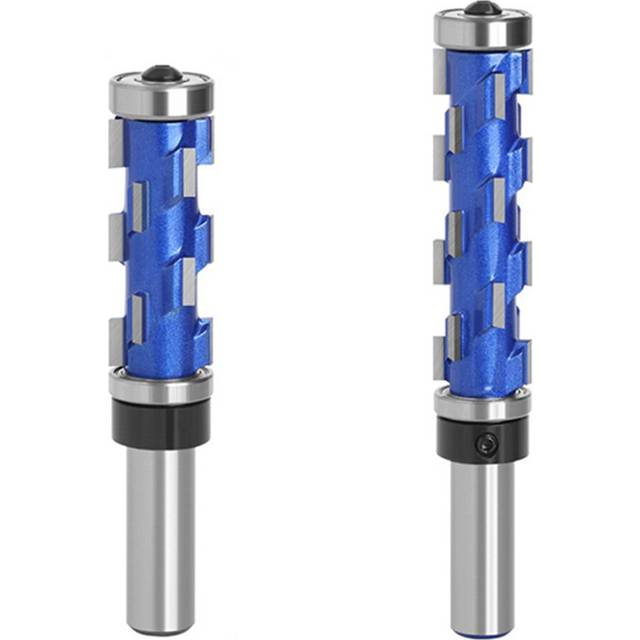 2Pcs 12mm- Flat Trimming Router Bits, Double Bearing Spiral Trimming Tool Woodworking Milling Cutter Tool for Wood