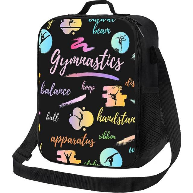 Kids Lunch Bag Gymnastics Words - Artistic Gymnastics - Rhythmc Gymnastics Insulated Tote Box for Girls Boys Back to School