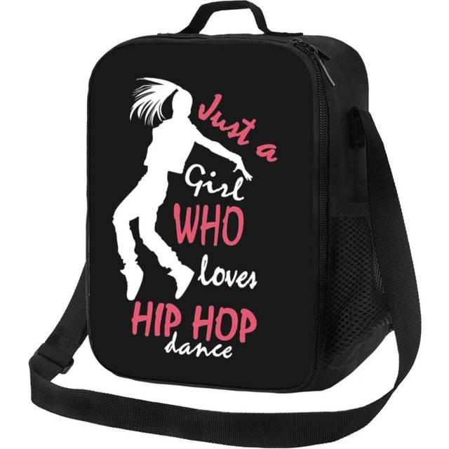Kids Lunch Bag Just A Girl Who Loves Hip Hop Dance, Hip-Hop Dancing Music Beatboxing Rapper Insulated Tote Box for Girls Boys Back to School