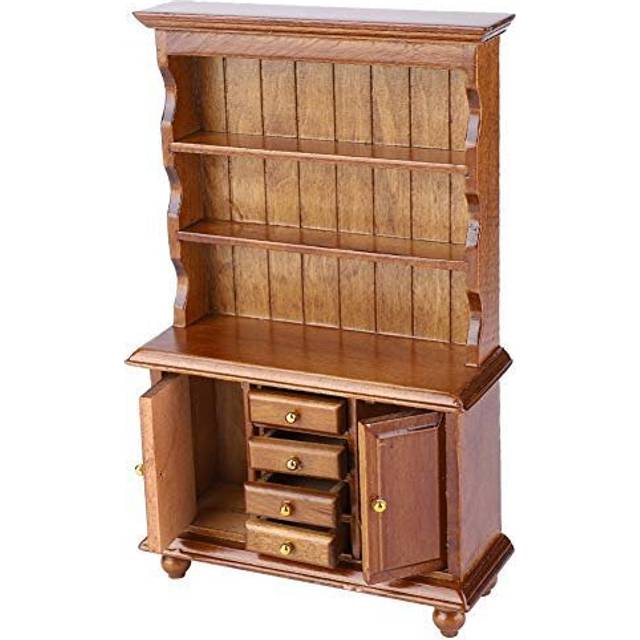 1:12 Scale Miniature Three Layer Bookshelf Accessory Doll House Cabinet Display Cupboard Furniture Toy Mini Wooden Furniture Pretend Play Toy for 3 4