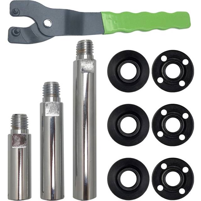 5/8Inch-11 Angle Grinder Extension Shaft Connecting Rod with Grinder Adjustable Spanner Wrench Flange Nut Kit
