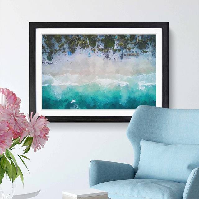 Tulum Mexico Beach - Picture Frame Graphic Art Print - Black (35cm H x 50cm W x 2cm D)