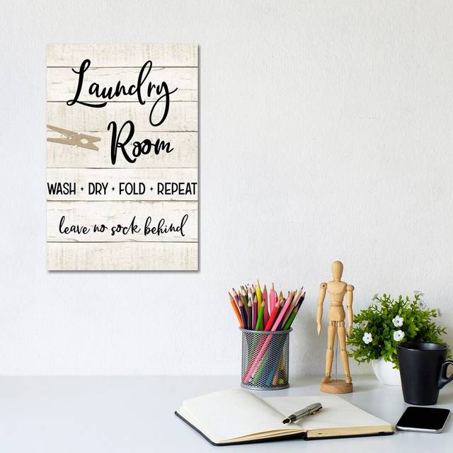 Laundry Pin I - Wrapped Canvas Typography Print (20.32 cm H x 30.48 cm W)