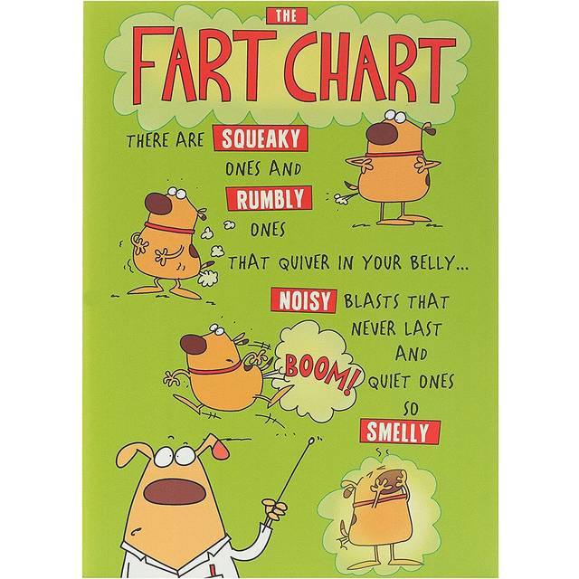 The fart chart humorous tri-folded funny full colour open greeting card