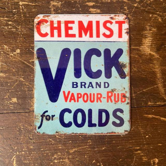 Chemist Vick For Colds Metal Sign Plaque (20cm H X 15cm W)
