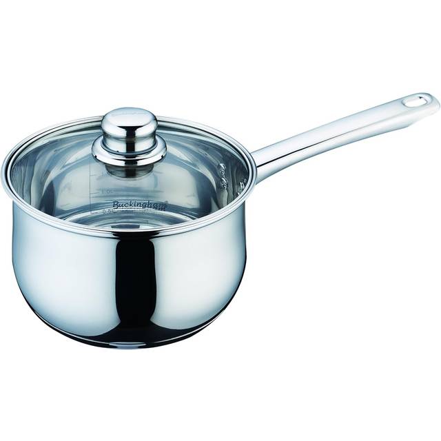 Buckingham Stainless Steel Deep Saucepan 18 Cm / 2.8 Litre , Glass Lid, Silver