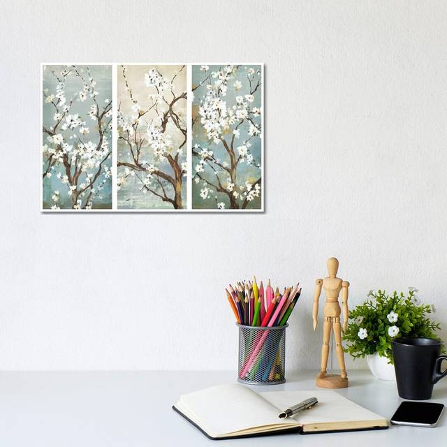 Triptych in Bloom - Painting Print on Canvas - No Frame (101.6 cm H x 66.04 cm W x 3.175 cm D)