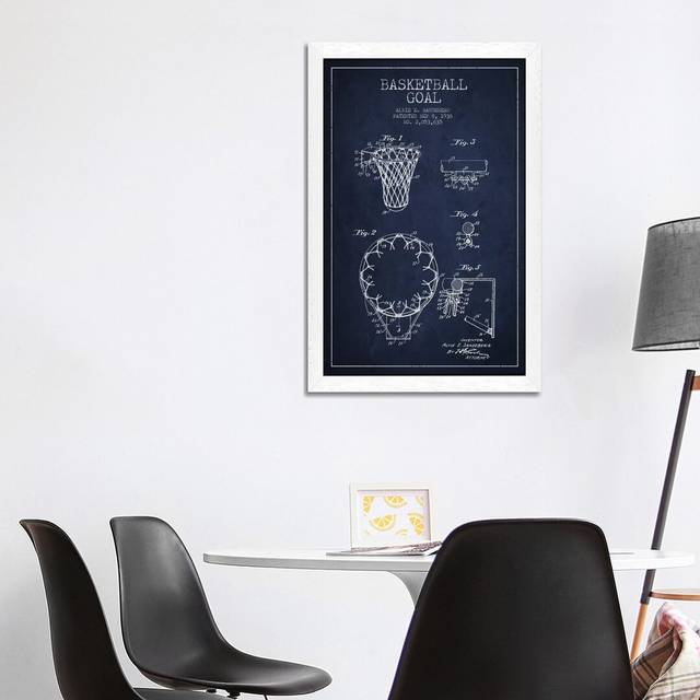 Basketball Goal Patent by Aged Pixel - Graphic Art Print - White Framed (152.5 cm H x 101.5 cm W)