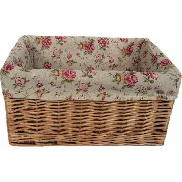 Garden Rose Willow Storage Wicker Basket - Pink (30cm H x 42cm W x 22cm D)