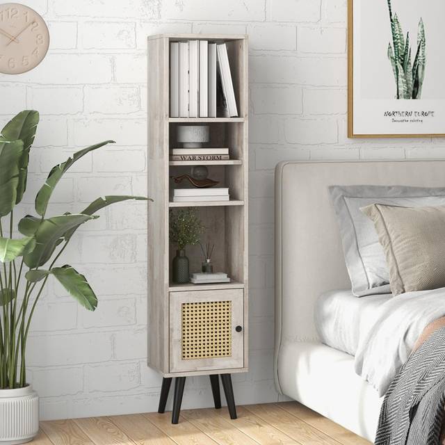 Komurcu 137cm H x 29cm W Standard Bookcase - Oak Grey (137cm H X 29cm W X 29cm D)