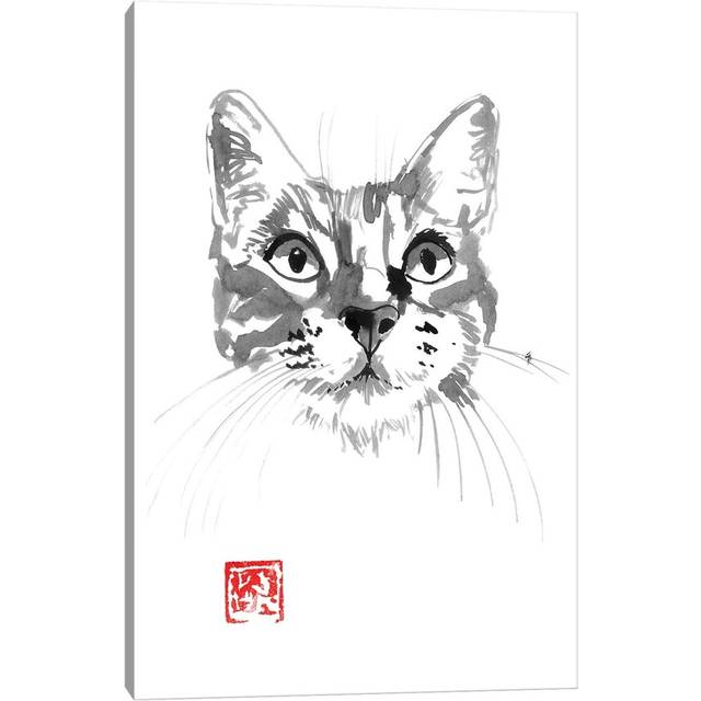 Cute Cat Face - Print on Canvas - Wrapped Canvas (152.5 cm H x 101.5 cm W x 3.175 cm D)