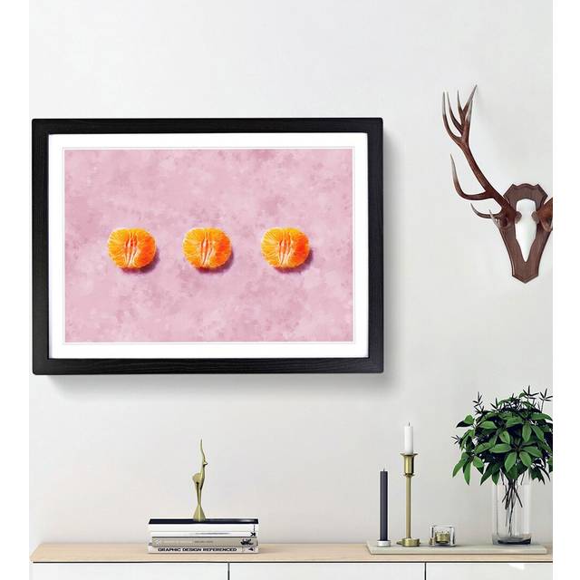 Oranges on Pink - Picture Frame Graphic Art Print - Black Framed (45cm H x 63cm W x 2cm D)