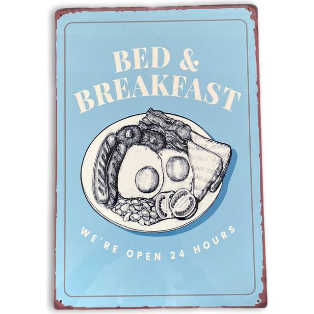 Kada Bed And Breakfast - Kitchen Pub Home Bar - Metal Sign Plaque - Blue (25cm H x 20cm W)