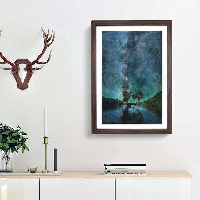 Milky Way Above Washington - Picture Frame Painting Print - Walnut Framed (33cm H x 24cm W x 2cm D)