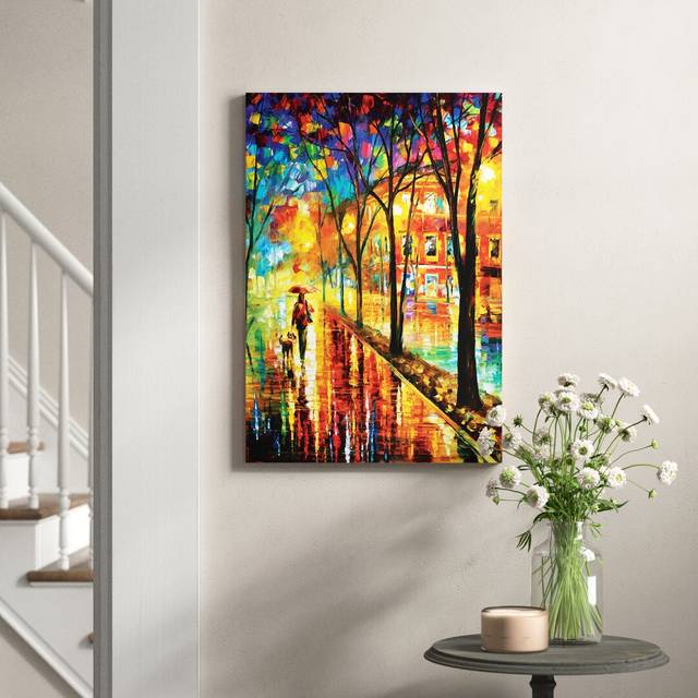 Walk with Dog by Leonid Afremov -  Wrapped Canvas Painting (101.6 cm H x 66.04 cm W x 3.175 cm D)