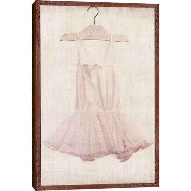 Pink Tutu Ballerina Dress - Photograph Print on Canvas - Classic Brown Wood Framed (101.6cm H x 66.04cm W x 3.81cm D)