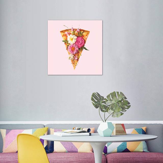 Floral Pizza by Paul Fuentes - Graphic Art Print on Canvas - No Framed (66.04 cm H x 66.04 cm W x 3.175 cm D)